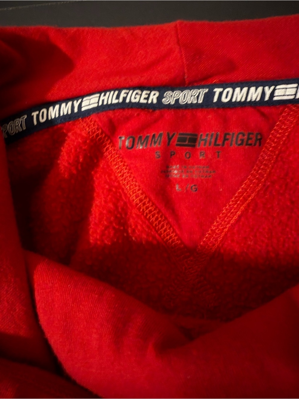 Tommy Hilfiger Sport Red Cowl Neck Funnel Neck Sweatshirt Pullover Womens Large - Picture 2 of 7